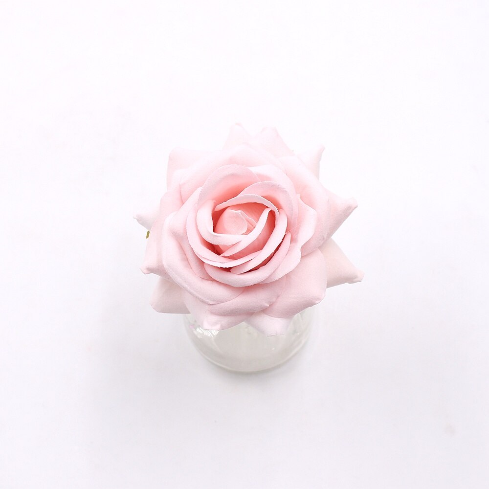 3pcs 8cm silk rose flower head artificial flower wedding decoration flowers DIY wreath clip art hand flower: pink