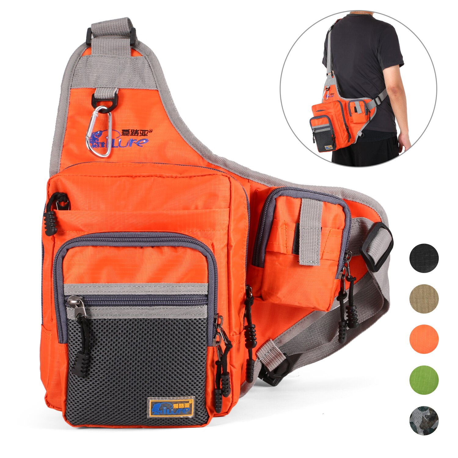 Ilure – sac de pêche étanche en toile, couverture de canne à pêche, grande capacité, moulinet, sac à dos pour leurres, boîte à bandoulière d&#39;extérieur