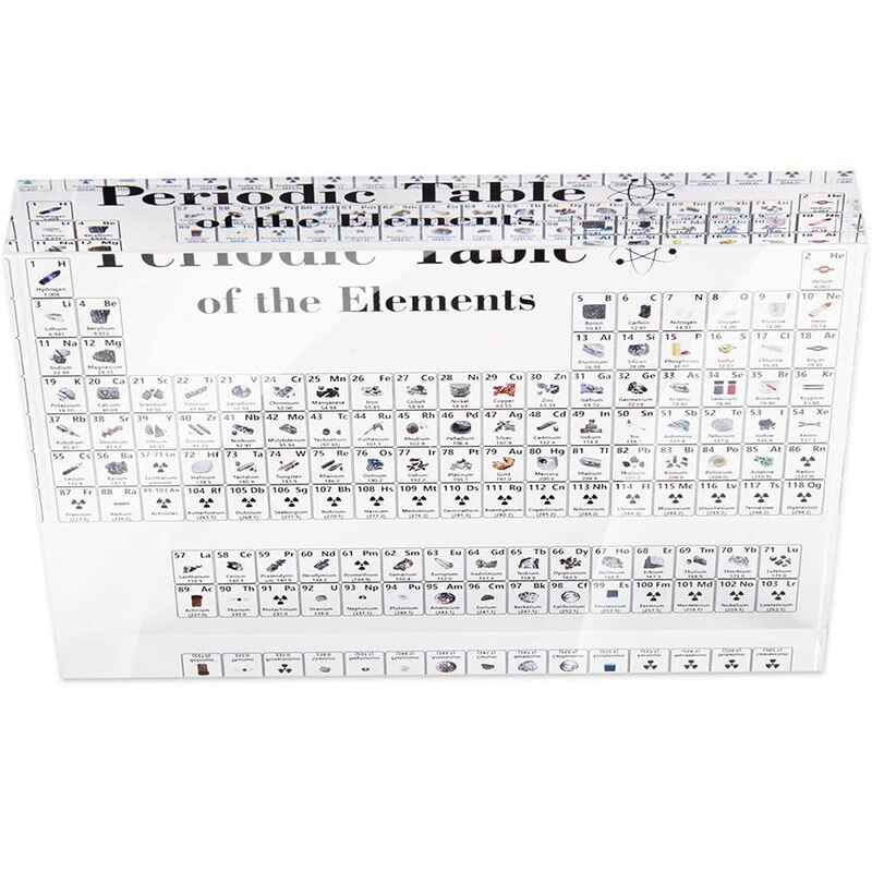 Pantalla de tabla periódica acrílica con tabla periódica Química s, cristal transparente de escritorio, para para estudiantes, 2 uds.
