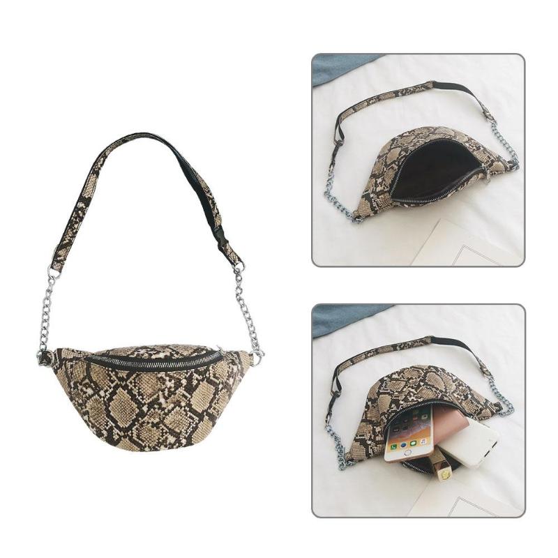 Slangenleren schoudertassen voor dames, taillekettingtassen voor dames, pu-leren casual crossbodytassen