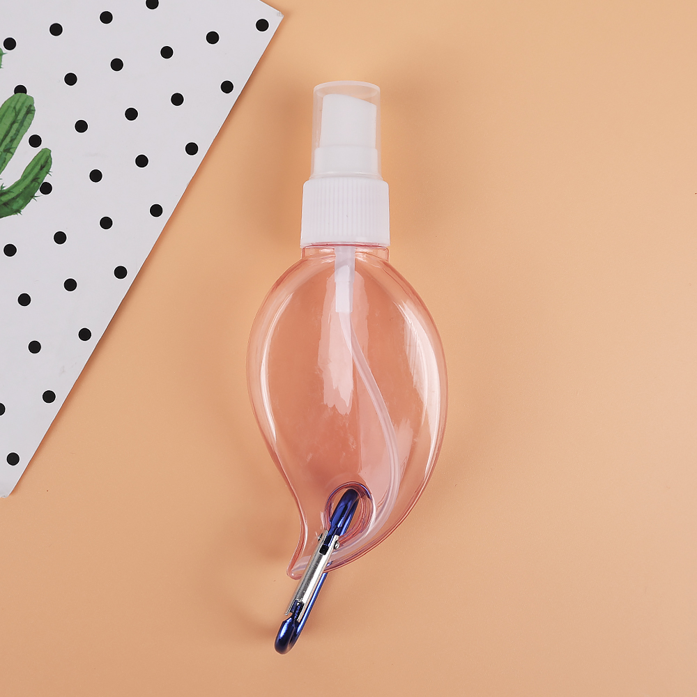 50ML Portable Plastic Spray Bottle with Keychain Leaf Shape Leakproof Refillable Container Alcohol Sanitizer Spray Container: Pink