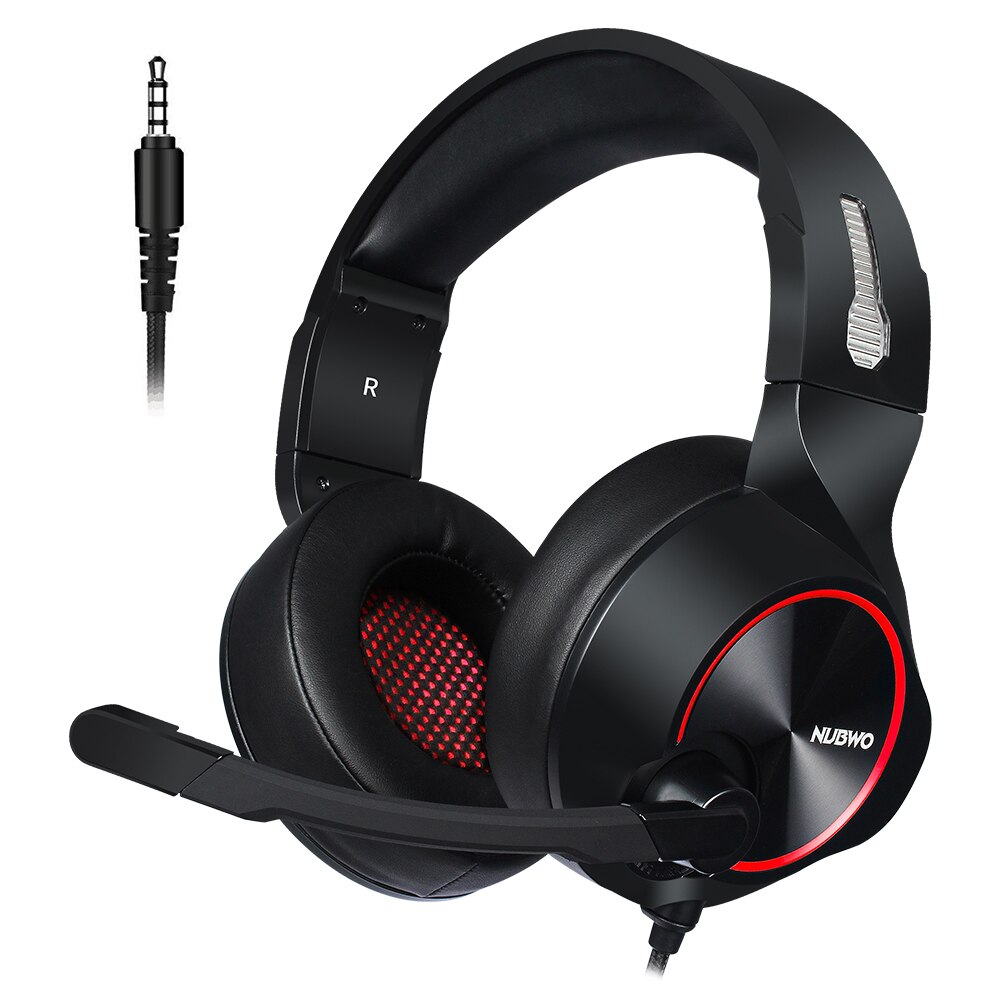 Unitop Nubwo N11 Gaming Headset 3.5Mm Deep Bass Koptelefoon Op Ear Oortelefoon Met Microfoon Voor PS4 Xbox One Pc smart Telefoon Gamer: Black(Red)3.5mm