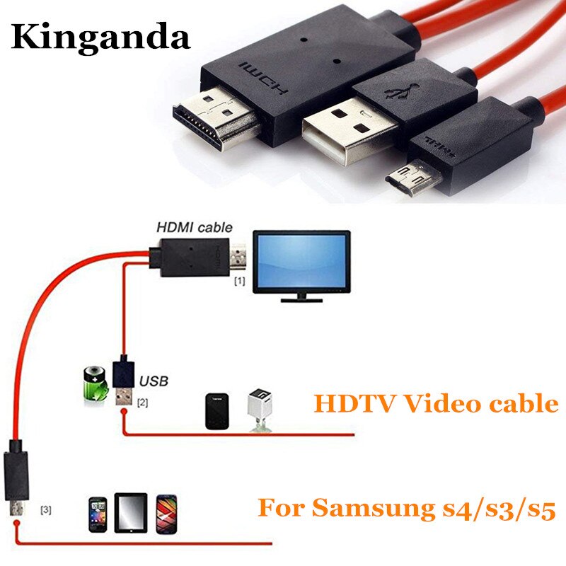 1080/720P TV HDMI AV Adapter Cable Cord Mirror Casting for Samsung s4/s3/s5 Smart Phone