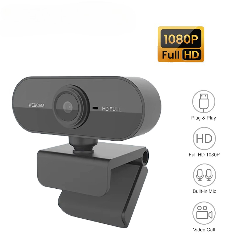 Webcam 1080p para pc, câmera usb giratória sem necessidade de drivers com microfone para computador desktop, ideal para videochamadas e conferências.: Default Title