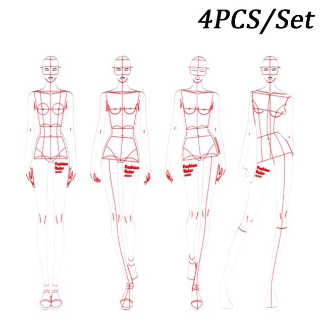 Cloth Rendering Illustration Ruler Sewing Model Drawing Template Model For Female Clothing Rulers: A