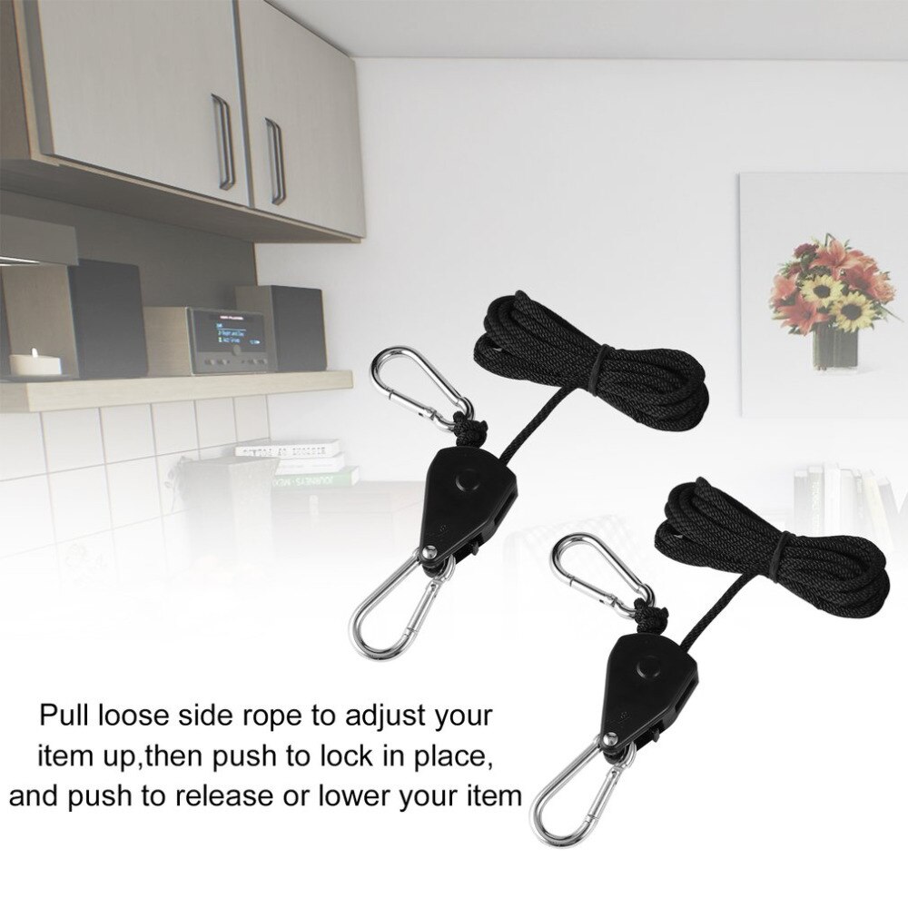 150lbs Reflector Hangers Load 1/8 Grow Light Rope Ratchet Lights Lifters for Reflector Hood Aquarium LED Plant Grow Tent