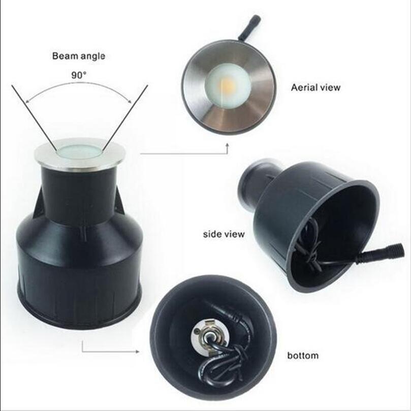3w led underjordisk lys  ip67 dc12v-24v cree innfelt gulvbelysning på vannet, vanntett begravd lampe, hagelykt
