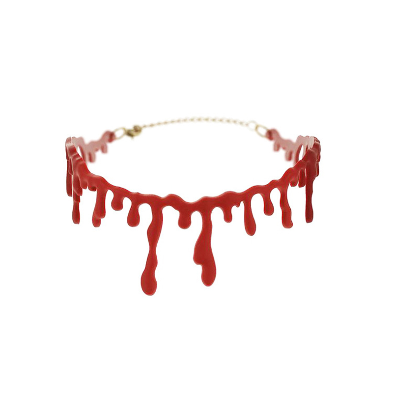 Halloween Snijden Hals Bloed Marks Bloody Choker Ketting Voor Vrouwen Meisje Simulatie Grappige Punk Rock Ketting Trendy Sieraden