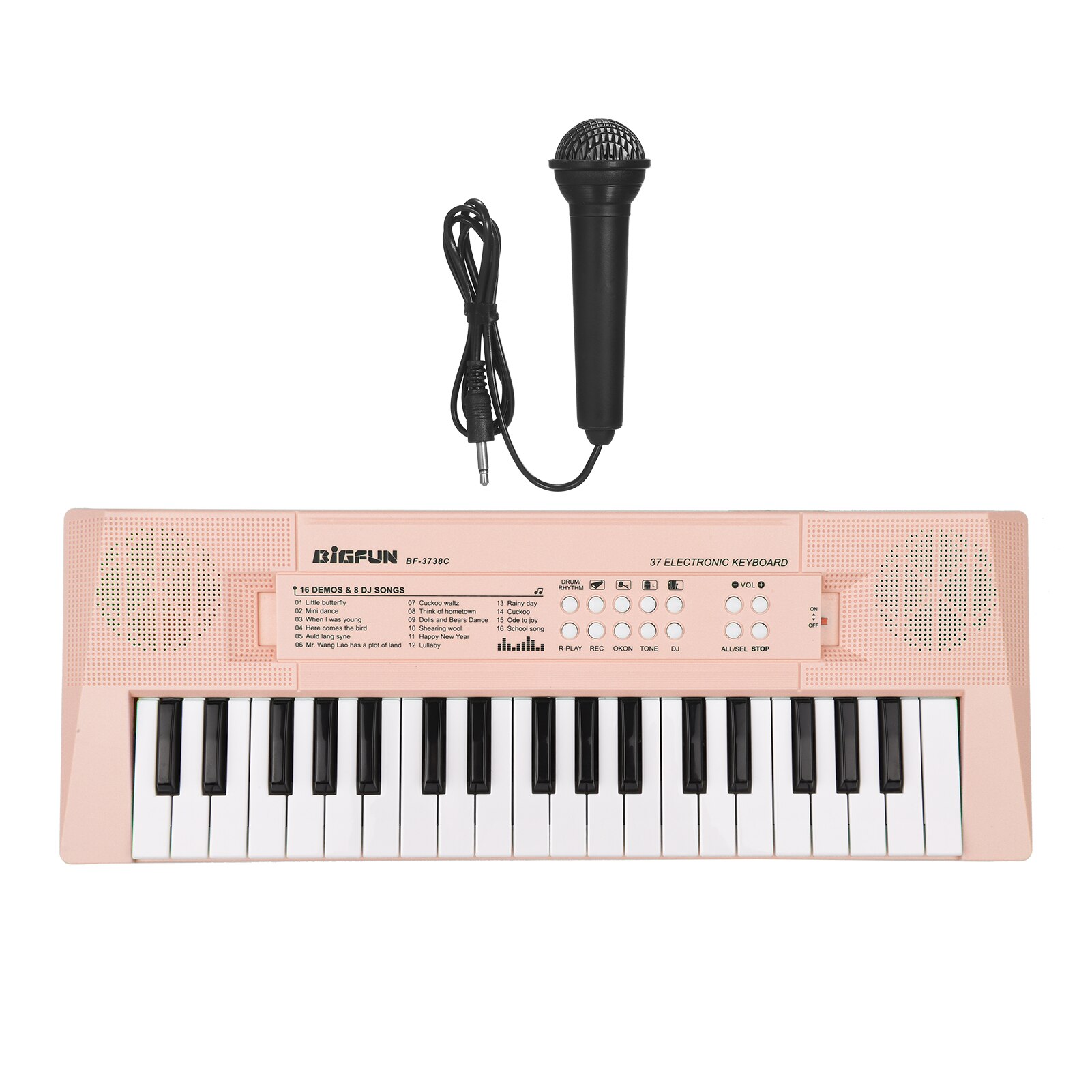 37-Key Electronic Piano Keyboard with 2 Volume Buttons 16 Demonstration Songs &amp; Mini Microphone Children' s Piano: Pink
