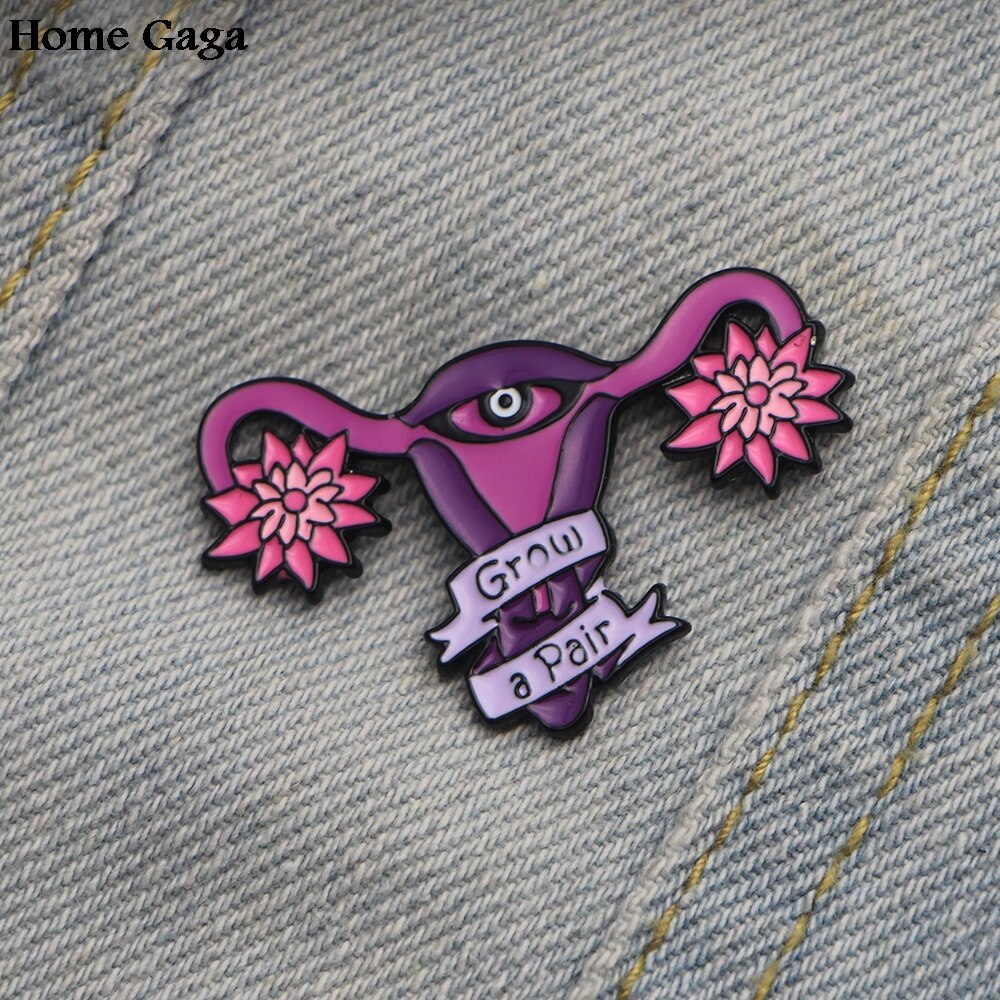 Homegaga Baarmoeder Feministische Groeien Een Paar Zink Cartoon Pins Para Shirt Jas Broches Insignia Kleding Rugzak Metalen Badges D0827