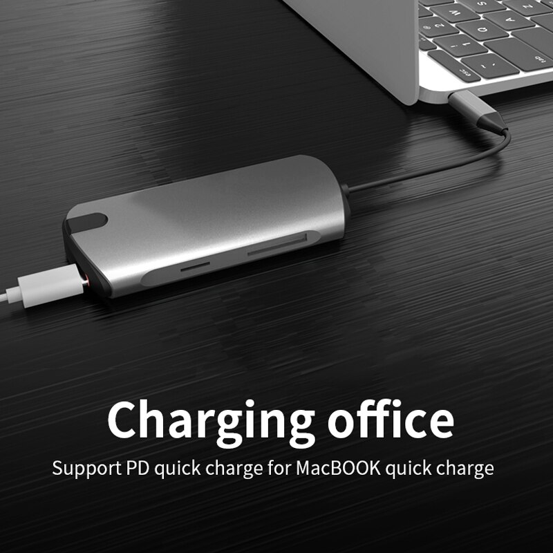 7 in 1 USB C Hub/Tipo C Dati Hub Con 7-Port 4 USB 3.0 + TF + SD + Tipo C PD Porte Smart Hub