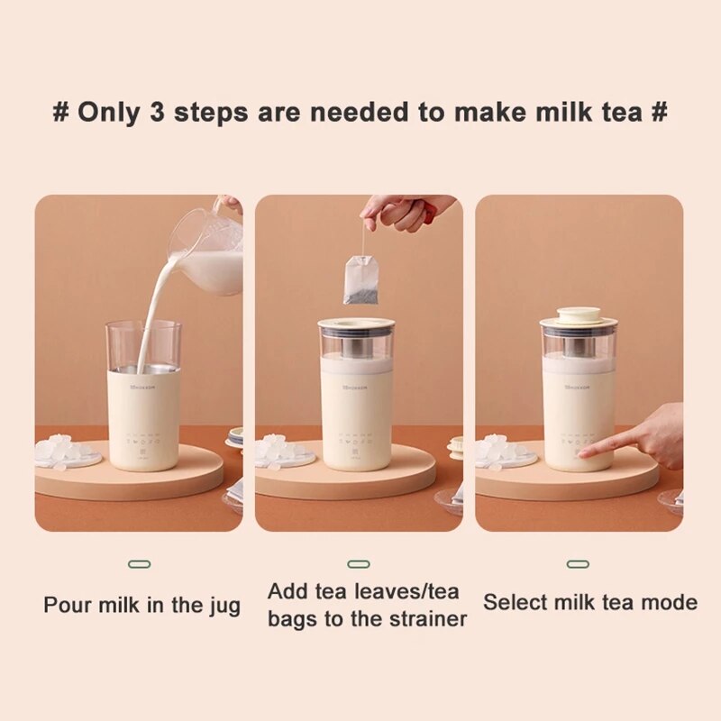 5 in 1 Electric Coffee Maker Multifunction Portable Milk Tea Machine 350ml Frother Automatic Tea Maker DIY Milk Tea Office