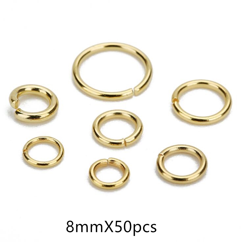 Anillos de acero inoxidable para hacer joyas, accesorios de joyería, 200/50 piezas, 4/5/6/7/8/9/10MM: Beige