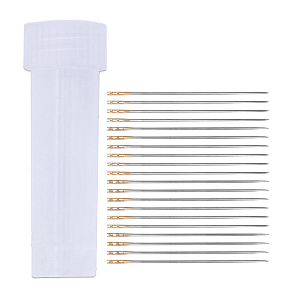 LMDZ 20 piezas agujas de coser para ancianos, con agujero lateral, para enhebrar, ropa DIY para el hogar, herramientas de tejido de costura con botella