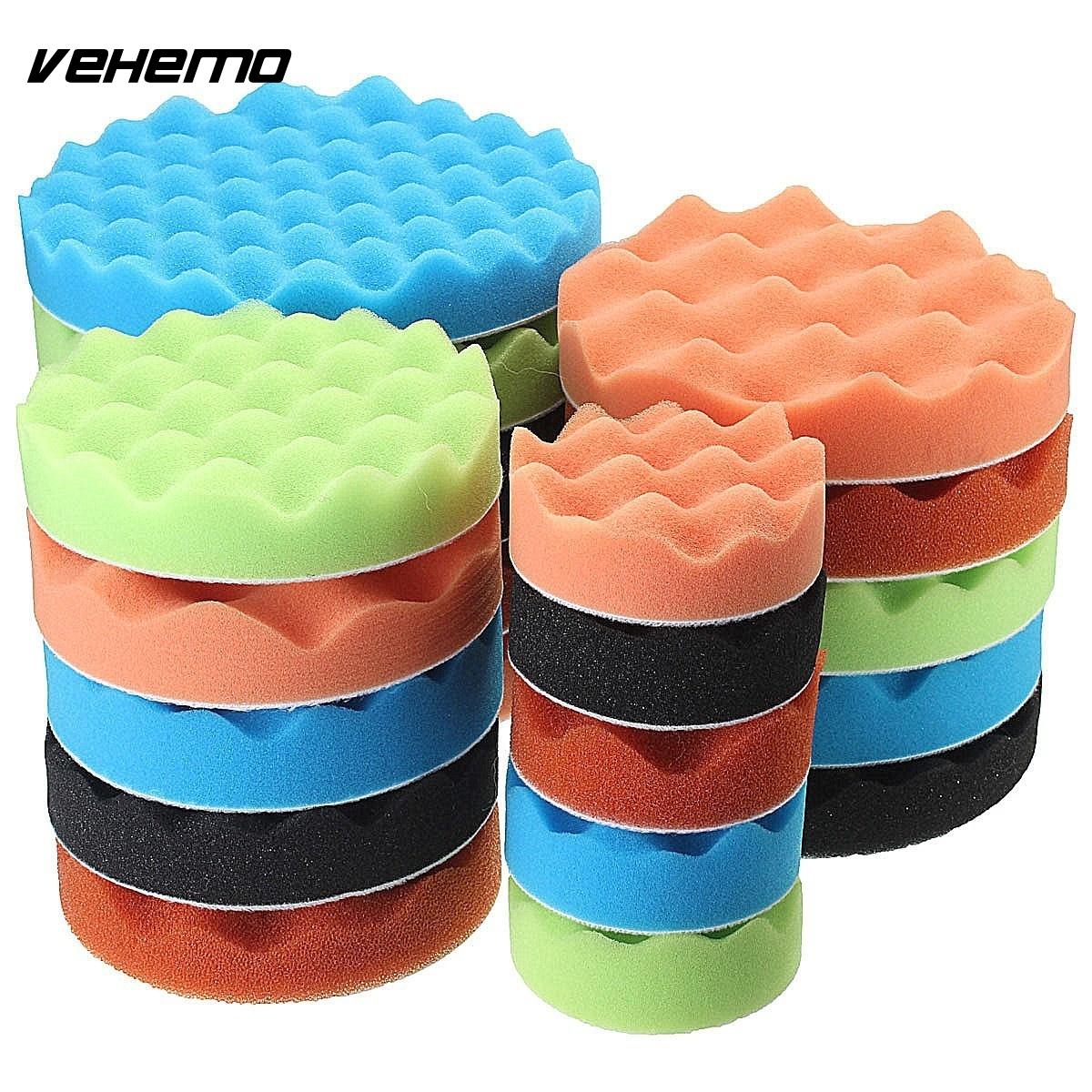 Vehemo Car Polishers 19Pcs Sponge Pad Cleaning Tool M10 Drill Adapter