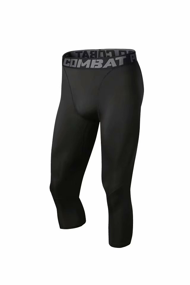 Mannen Running Tights Sport Leggings Sportkleding Compressie Oefening Base Laye Broek Jogger Fitness Gym Basketbal Shorts 3/4: CQ717 black / M