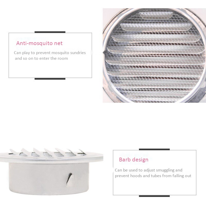 200mm Home Stainless Circle Air Vent Grille Ducting Ventilation Cover Stainless Steel Louver Air Vent