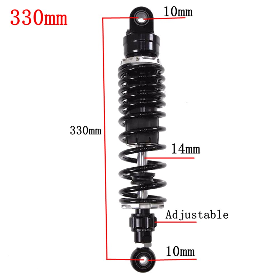 Amortiguador de aire trasero ajustable para motocicleta, suspensión trasera para Honda, Yamaha, Kawasaki, Suzuki, color negro, 270mm-360mm, 1 unidad: 330mm Black Round