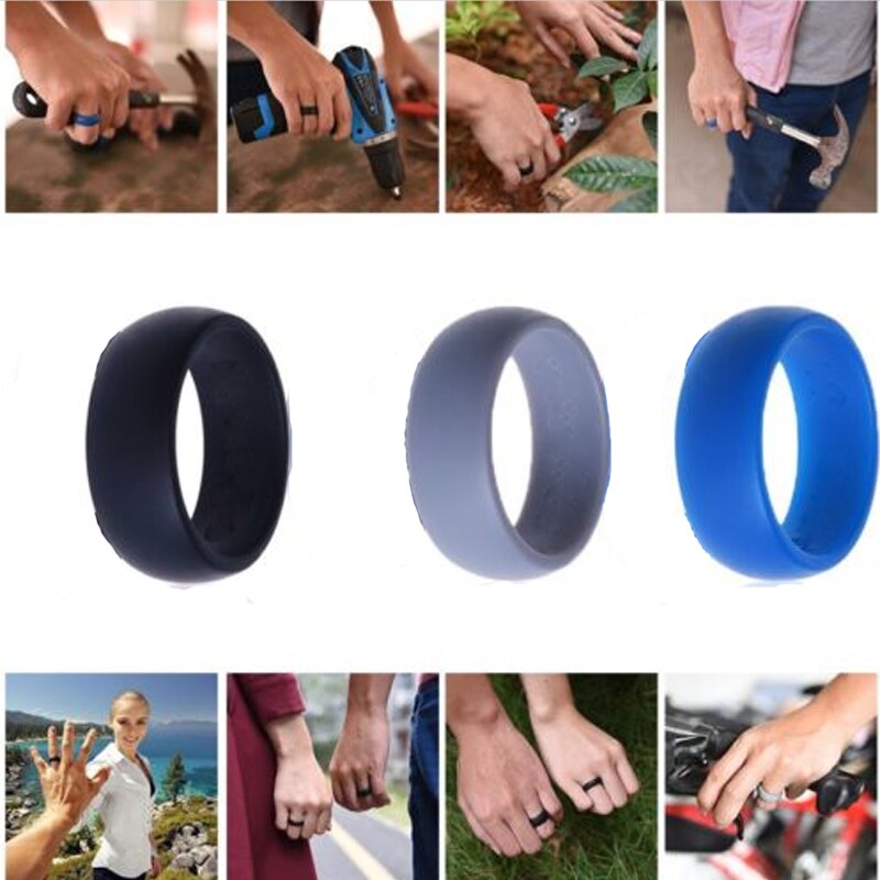 3Pcs Rubber Siliconen Vinger Ring Flexibele Hypoallergeen Wedding Engagement Ring Creatieve Eenvoudige Mode Paar Accessoires