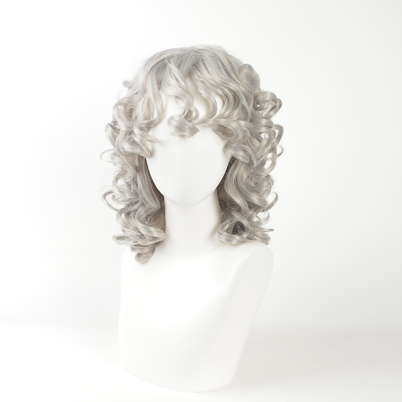 Gnimegil Synthetische Kort Haar Afro Krullend Pruik Met Pony Zachte Pluizige Krullen Wave Schouder Lengte Natuurlijke Pruiken Voor Zwarte Vrouwen: Light Grey