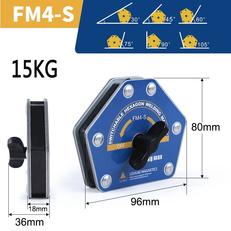 Fm4- s /fm4- m omskiftelig sekskantet svejsemagnet tænd / sluk multi-vinkel svejseholdere til jern svejsning positionering