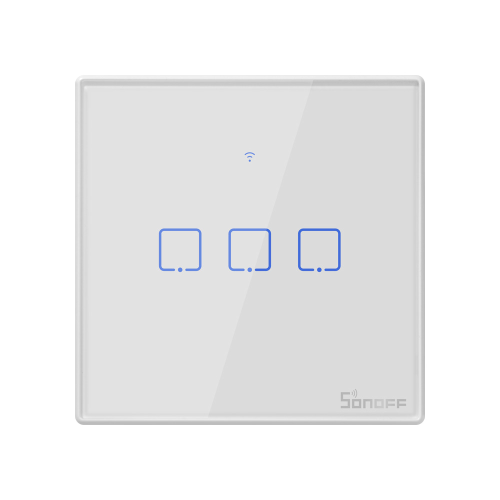 SONOFF TX T2/T3 UE/REINO UNIDO/EE. UU. Wifi/433mhz RF Interruptor táctil de pared inteligente 1/2/3 Gang Control remoto Wifi interruptores de luz para hogar inteligente: Rojo