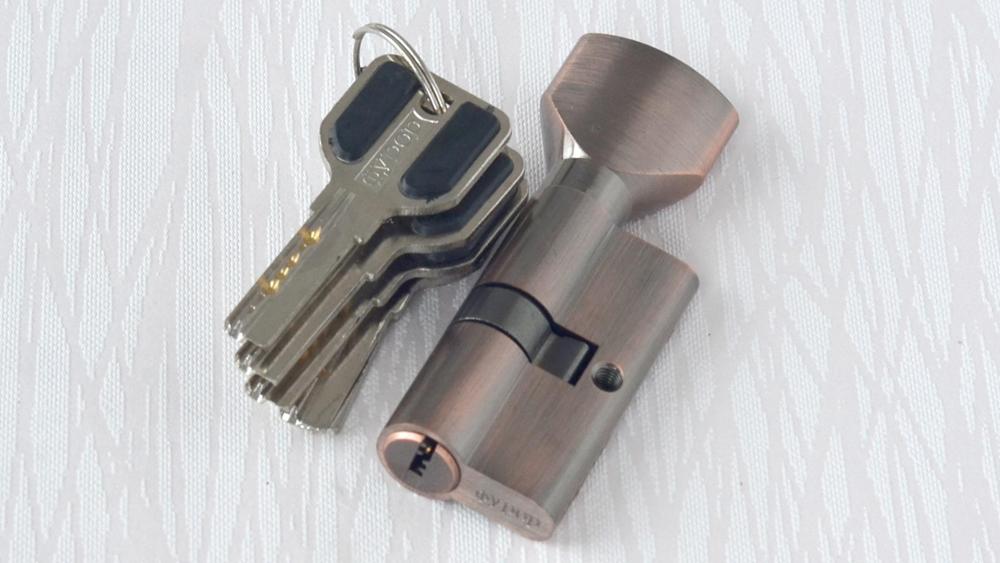 60mm messing cylinder 5 stk computer messing nøgle med knap enkelt åben stil euroe standard dørlås: Cw60ac