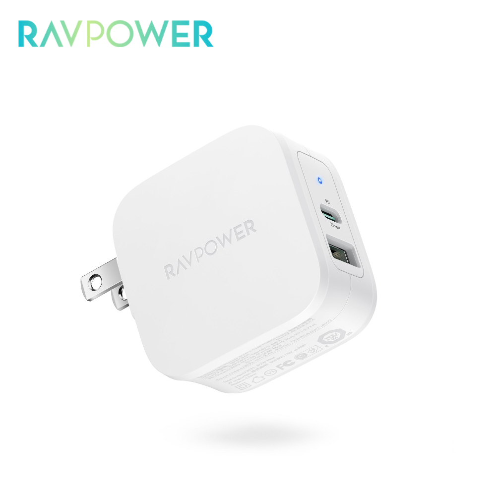 RAVPower 30W Wall Charger 2 Port Quick Charge 3.0 PD Fast Charging EU US Adapter Mobile Phone Cargador for IPhone Laptop Tablet: US plug white