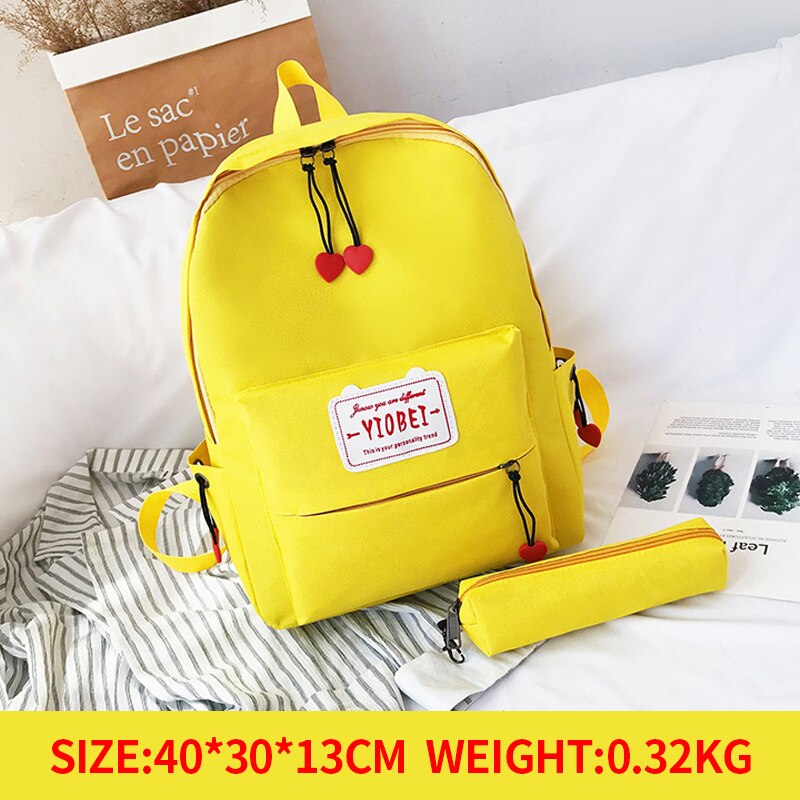 Stijl dubbele schouder vrouwelijke koreaanse junior middelbare school student schooltas oxford doek trend sport skateboard rugzak mannelijk: Geel