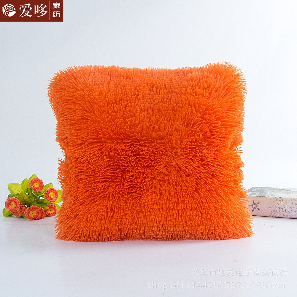 Housse de coussin en peluche solide | Taie d'oreiller en peluche décorative de maison, fourrure de voiture, canapé taille: M