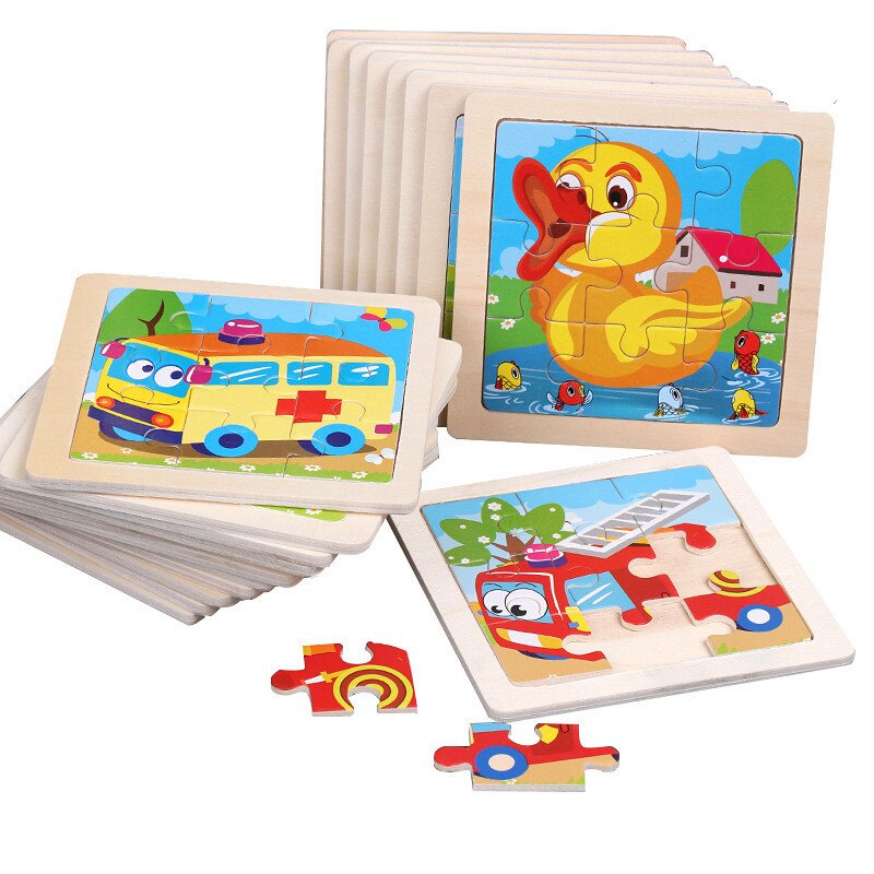 Wooden Jigsaw Puzzle Toys For Children Baby Early Education Puzzle Cartoon Animal Traffic Cognition Wood Puzzle Toy