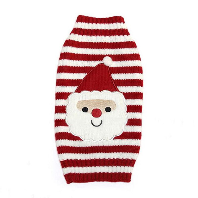Røde striber hund juletrøje julemanden strik til små store hunde xmas pet hoodie pullover sweater sueter psra perro: Xs