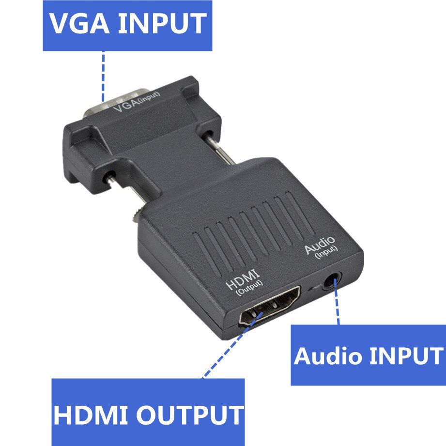 Grwibeou VGA to HDMI Compatible Converter Adapter 1080P VGA HDMI Adapter For PC Laptop to HDTV Projector Video Audio Converter
