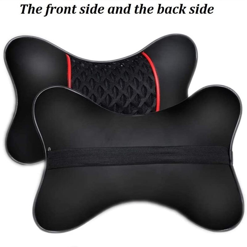 3D Pu Leather Headrest 2Pcs Black Red Car Seat Head Neck Rest Cushion Pad 3D Headrest Pillow Car Interior Decoration