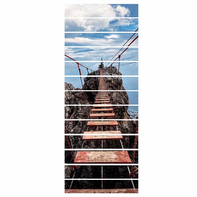 PVC wallpaper Aerial ropeway ladder simple 13 pieces of DIY stair stickers, step stickers wall stickers: Default Title
