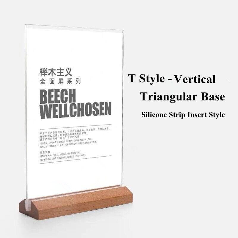 A5 – carte de tente de Table verticale transparente, pour Restaurant en bois, en plastique, en acrylique, porte-Menu Vertical, porte-signe en papier, présentoir: 10