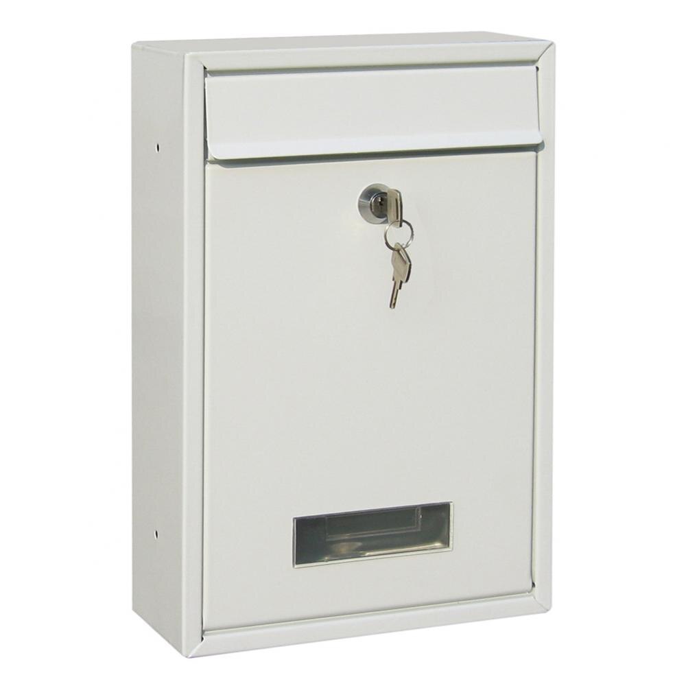 Outdoor Lockable Wall Mounted Hanging Iron Post Letter Box Mailbox with Key: White