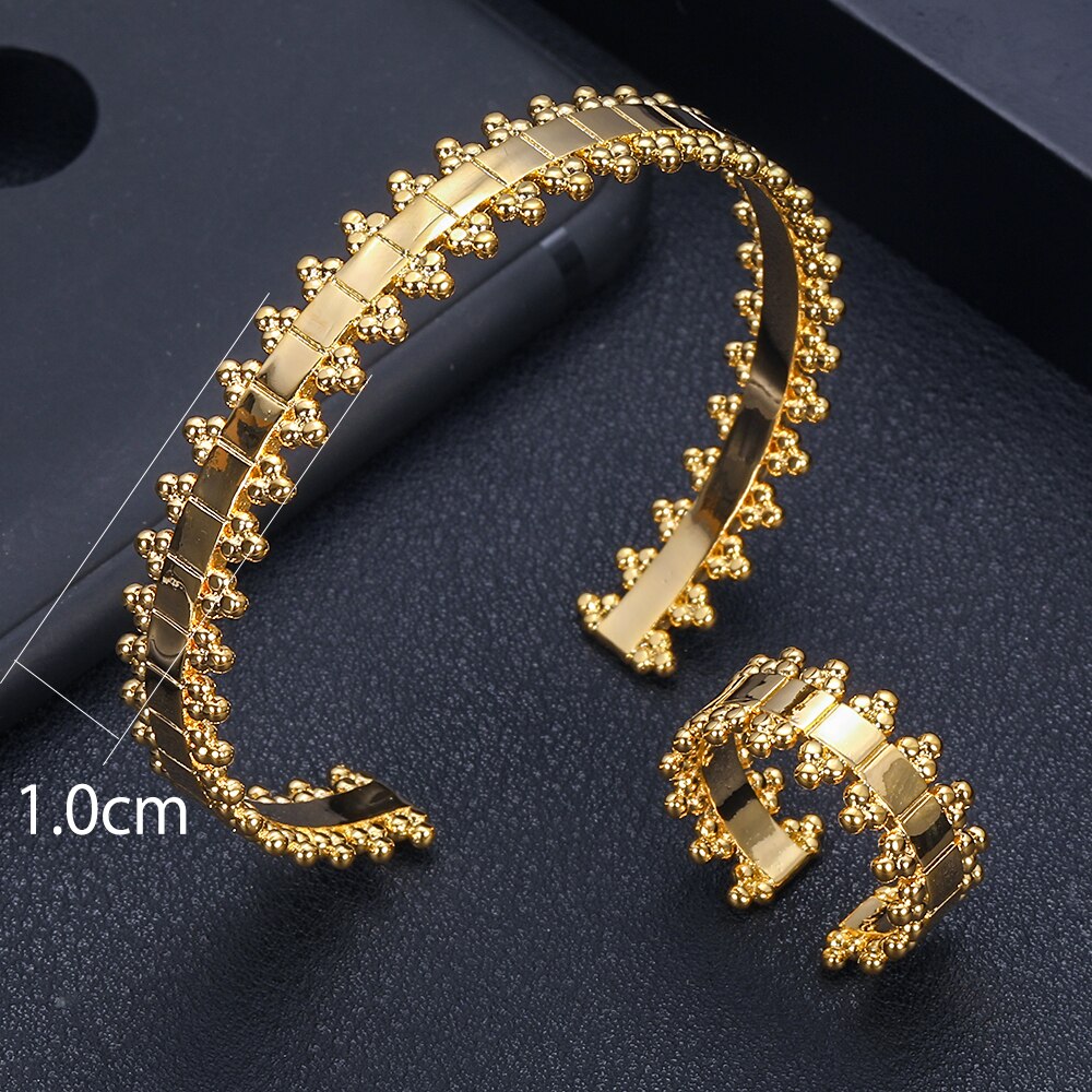Luxe Unieke Dubai Armband Ring Set Sieraden Sets Voor Vrouwen Wedding Kubieke Zirkoon Crystal CZ Dubai Bruids Sieraden Set
