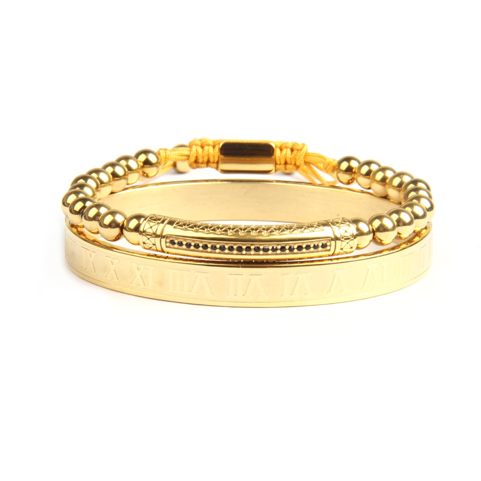 Ailatu nouvelle barre de Tube de luxe définit Bracelet en acier inoxydable matériel bijoux bracelets pour hommes de supérieure: Gold