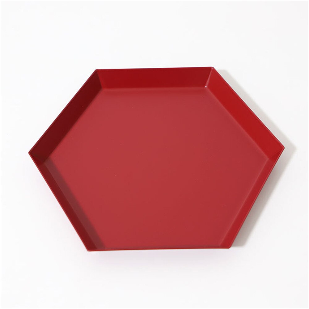 Colorful Metal Storage Trays Chic Geometric Combo Organizer Plate Desktop Decor Jewelry Display Trays Tea Set Dessert Plates: Red M