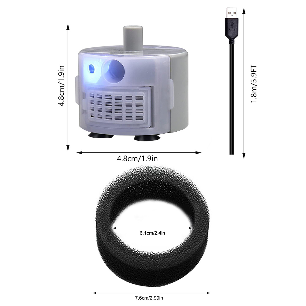 SMA-800 USB Water Pump and Filter DIY Cats Pet Drinking Fountain Low Noise Brushless Motor Submersible Pump DC 5V/1A 40cm 160L