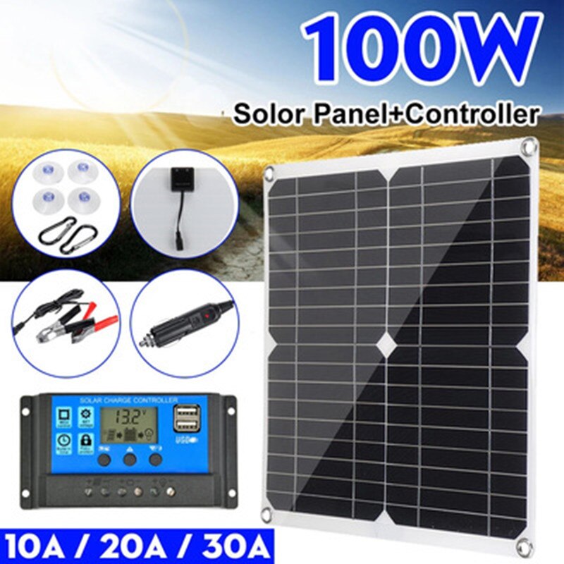 600W Solar Panel Kit 18V USB Charging Solar Cell Board for Phone RV Car PADS Waterproof Outdoor Battery Supply 100A Controll