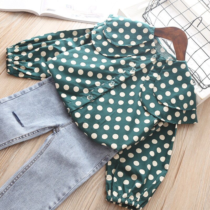 Ragazze Camicette Della Camicia Per La Ragazza Vestiti Dei Capretti di Modo Top di Autunno della Molla Coreano Foglia di Loto Camicette Manicotto Della Lanterna Usura del Bambino Costume