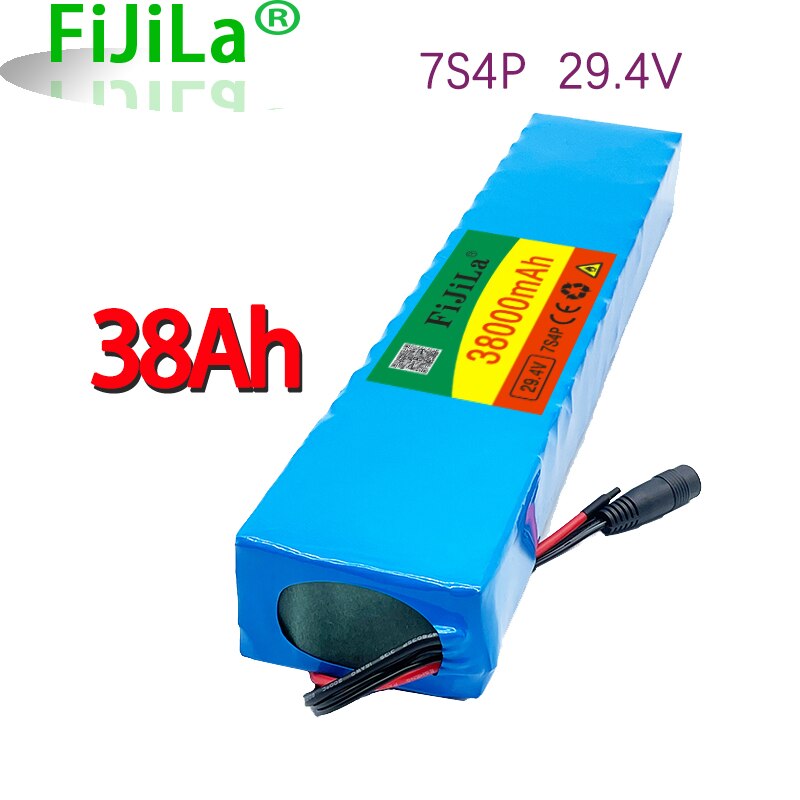 100% 7s4p 24 V 38000 MAH electric bicycle motor eBike scooter lithium ion battery pack 29.4V 18650 rechargeable battery