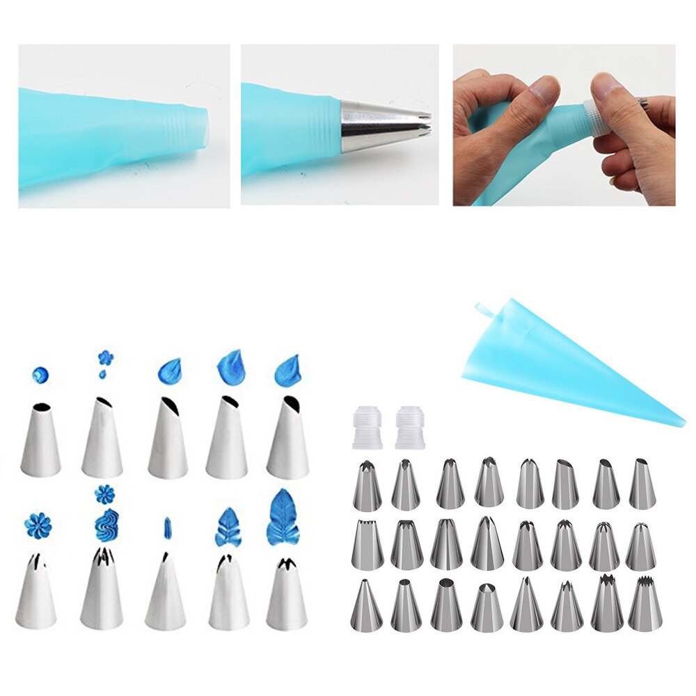 27Pcs Rvs Cake Decorating Tip Pipping Nozzles Pastry Russische Nozzle Tips Voor Zoetwaren Tools Decor Tip Cake Tool
