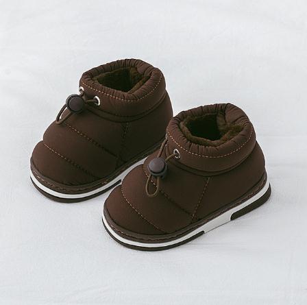 Plys varme baby småbørnsstøvler børn snesko til drenge piger vinter 1-13 år gamle børn ankelstøvler: Brun / 35-36 indersål 23cm