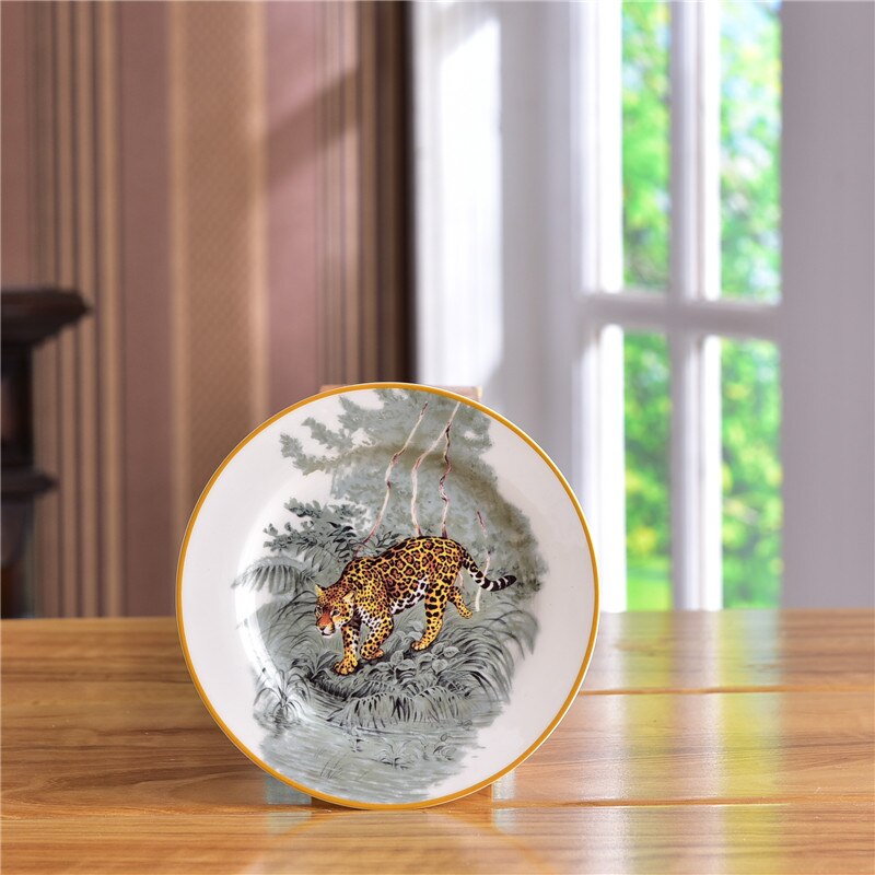 Porcelaine de luxe équatoriale Jungle assiette céramique animaux plats à collectionner vaisselle tigre tasse gâteau support plateau Europe décor à la maison: 6inch