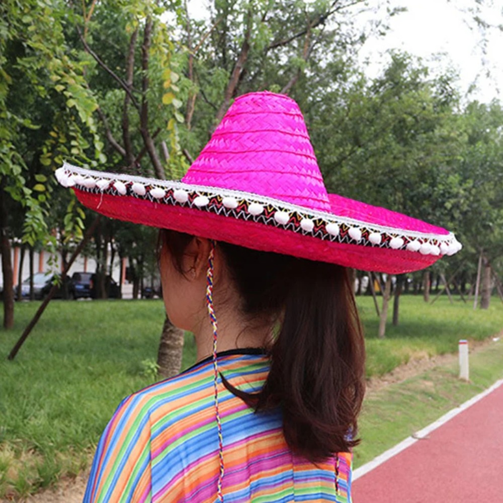 Sombrero de ala ancha de colores para hombre, Sombrero de paja para Mexicana, decoración para el sol, Halloween, Verano