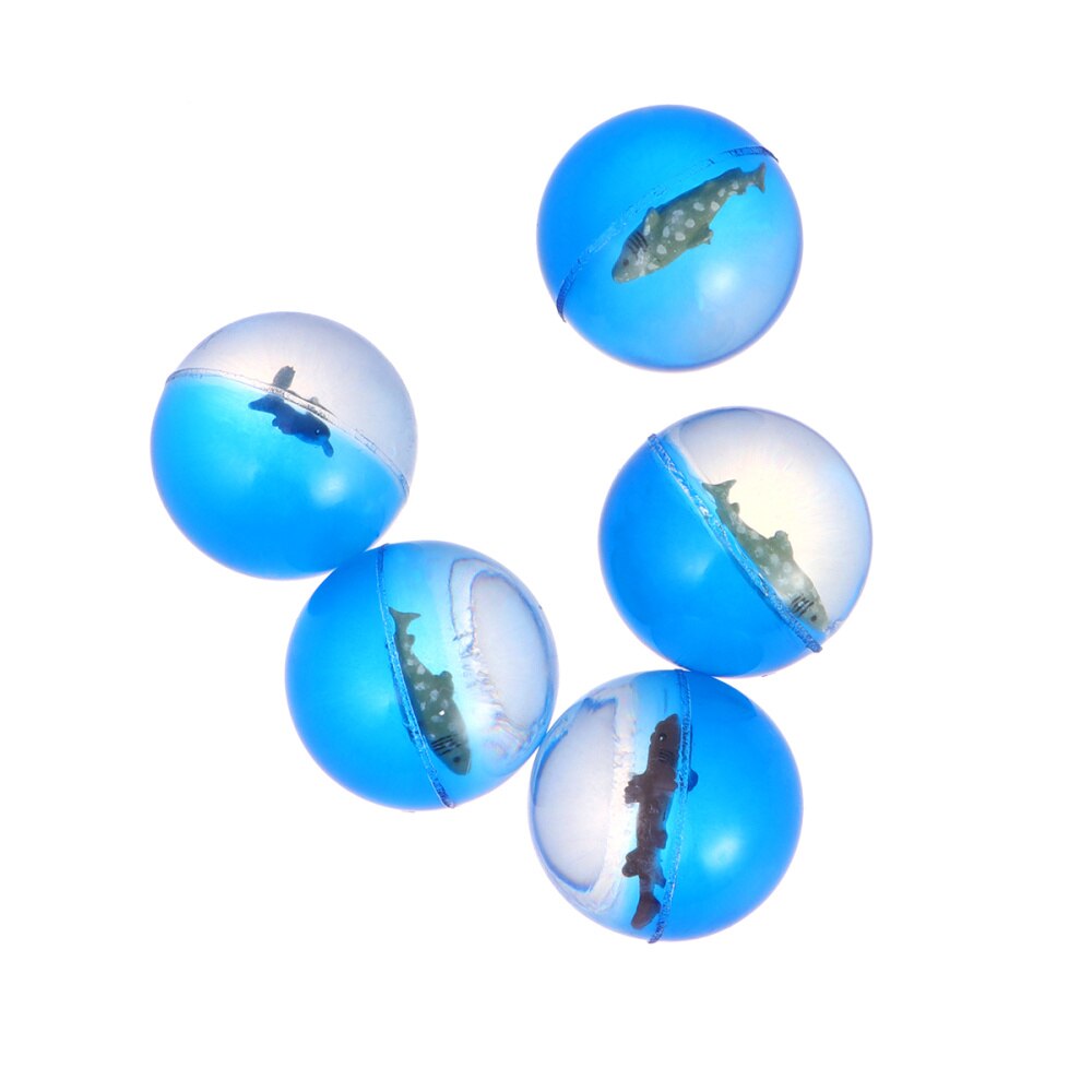 5Pcs Bouncy Balls Kids Learning Toy Rubber Jumping Ball Cognitive Toys Kids Funny Toy Transparent Ball for Kids Children: Blue 3