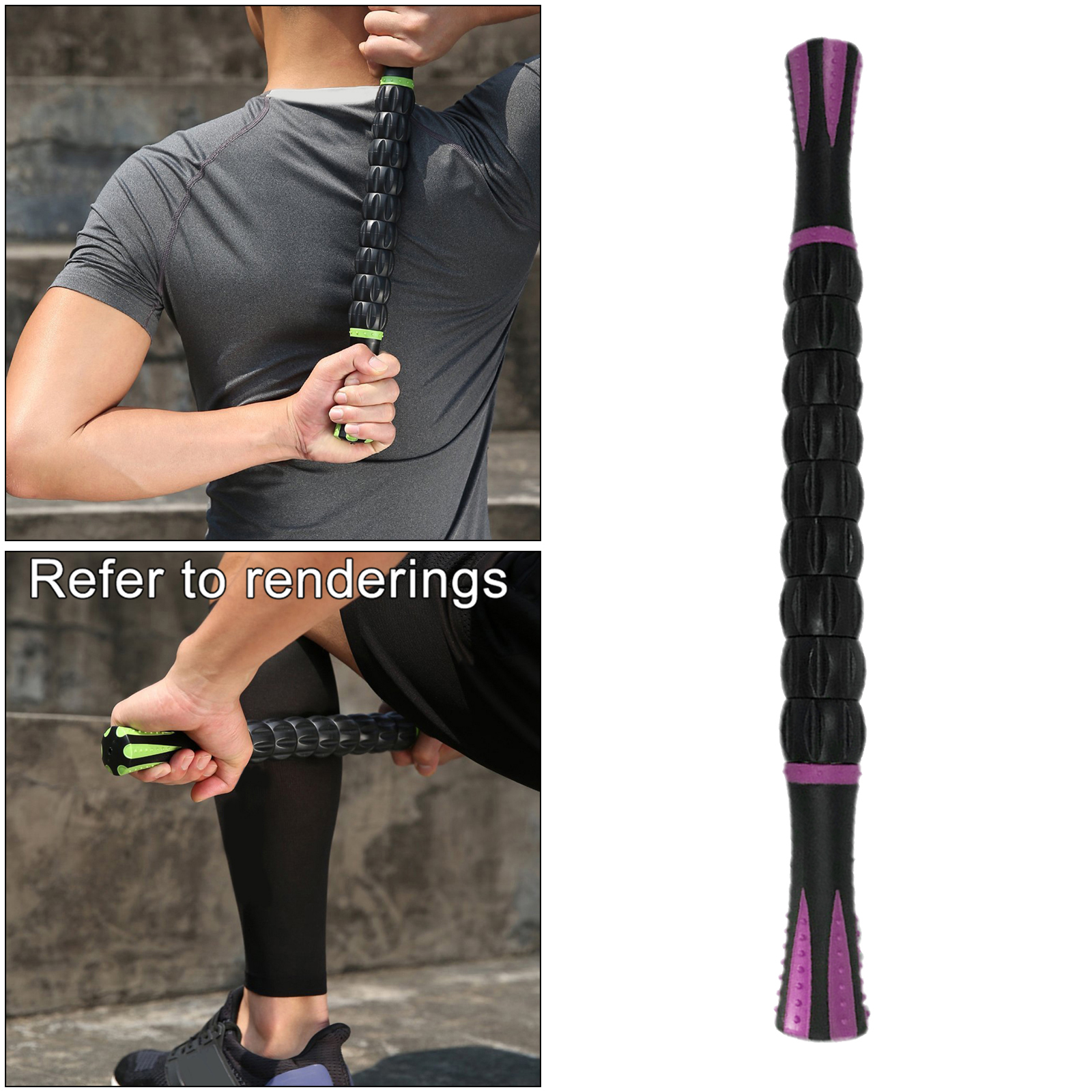 Spier Roller Massage Stick Voor Fitness, Sport, Fysiotherapie Herstel: Black Purple